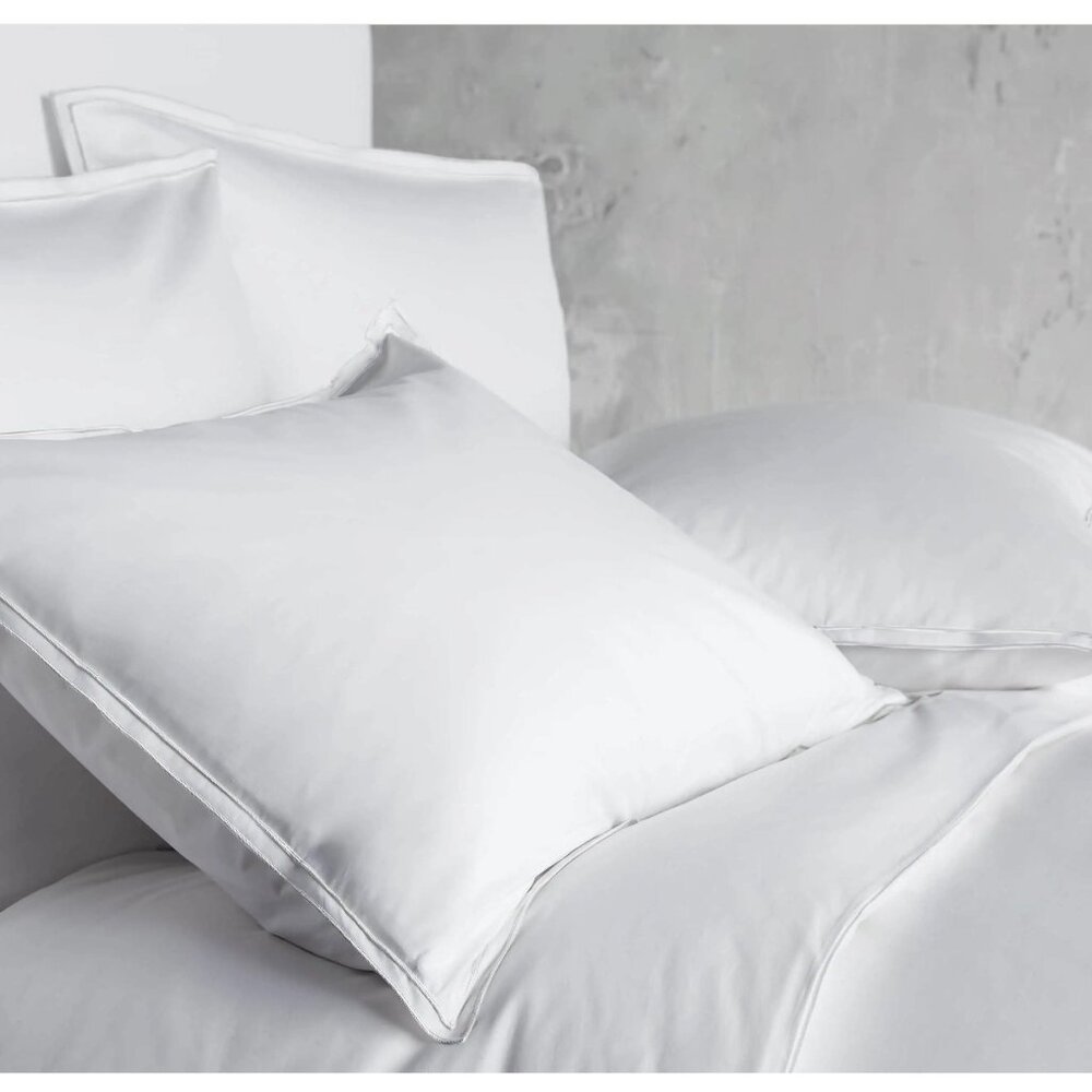 Arhaus White Italian Embroidered Percale Sham in White